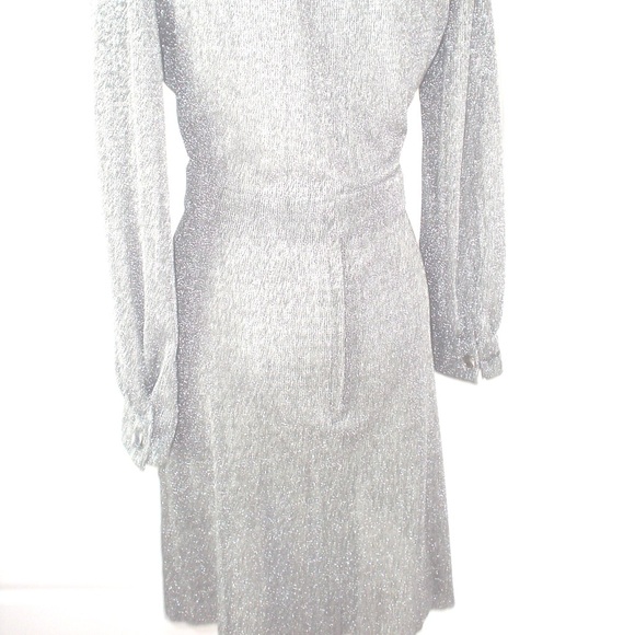 Vintage Bindi Black + Metallic Silver Lurex Cropped Jacket +Mini Skirt Set XS - Picture 5 of 15